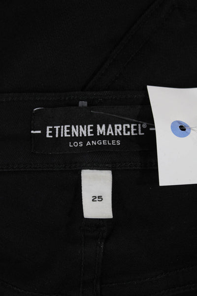 Etienne Marcel Womens Skinny Jeans Black Low Rise Button Cotton Size 25