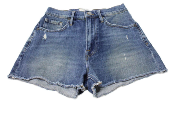 Frame Womens Cut-Off Shorts Blue Button 97.5% Cotton Solid Size 25