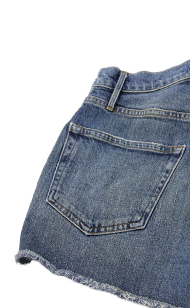 Frame Womens Cut-Off Shorts Blue Button 97.5% Cotton Solid Size 25