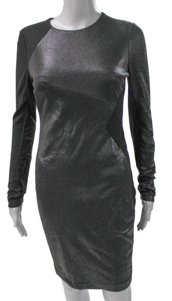 Cynthia Steffe Women Bodycon Geometric Gray Long Sleeve Dress Polyester Size 2