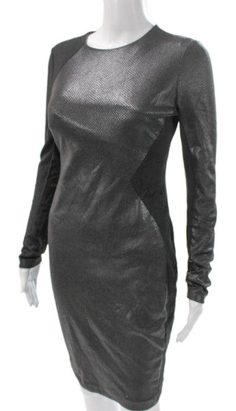 Cynthia Steffe Women Bodycon Geometric Gray Long Sleeve Dress Polyester Size 2