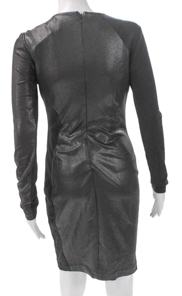 Cynthia Steffe Women Bodycon Geometric Gray Long Sleeve Dress Polyester Size 2