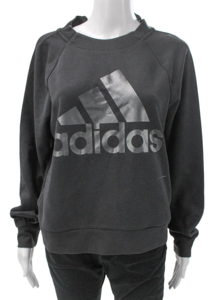 Adidas Womens Pullover Sweatshirt Black Cotton Long Sleeve Size S