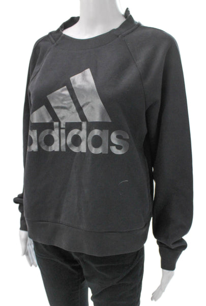 Adidas Womens Pullover Sweatshirt Black Cotton Long Sleeve Size S