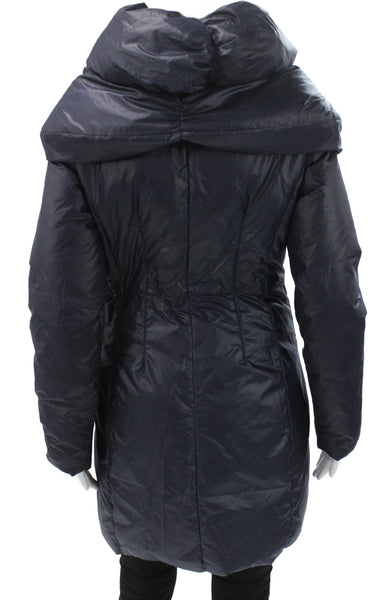 Elie Tahari Womens Blue Puffer Jacket Zip Long Sleeve Size S