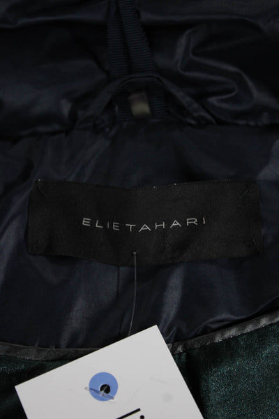 Elie Tahari Womens Blue Puffer Jacket Zip Long Sleeve Size S