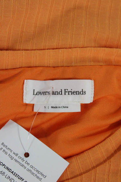 Lovers + Friends Women Cropped T-Shirt Orange Round Neck Short Sleeve Size S