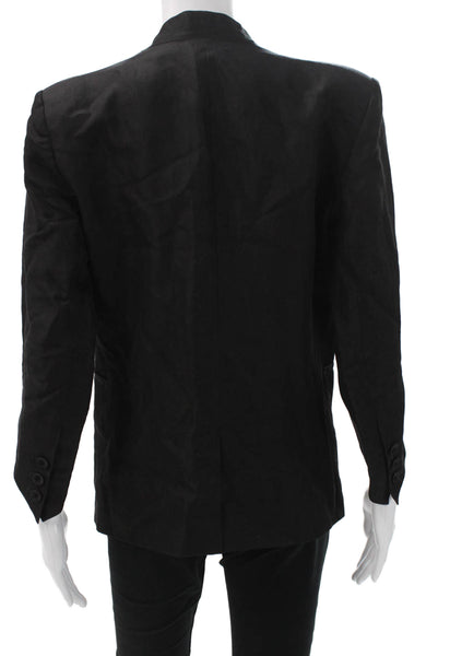 Helmut Lang Womens Black Ramie Basic Jacket 3/4 Sleeve Button Size S