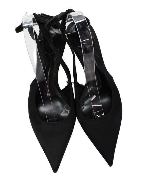 Zara Womens Satin Pointed Toe Slingbacks Pumps Black Size 40 10