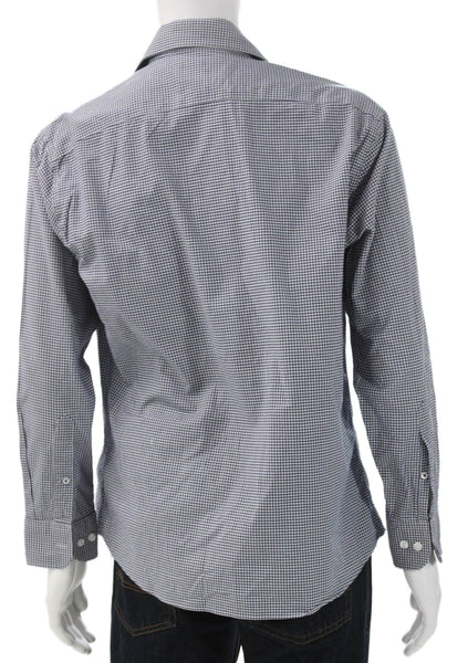 Bonobos Mens Plaid Slim Fit Button Down Shirt Navy Blue White Size Large