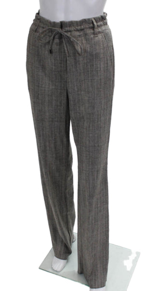Marella Womens Dress Pants Gray Plaid Viscose Drawstring Inseam 34 Size 0
