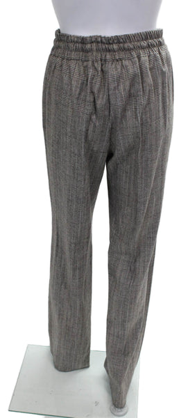 Marella Womens Dress Pants Gray Plaid Viscose Drawstring Inseam 34 Size 0