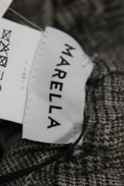 Marella Womens Dress Pants Gray Plaid Viscose Drawstring Inseam 34 Size 0