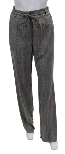 Marella Women Dress Pants Gray Plaid Viscose Drawstring Inseam 34 Size 10