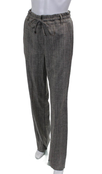 Marella Women Dress Pants Gray Plaid Viscose Drawstring Inseam 34 Size 10