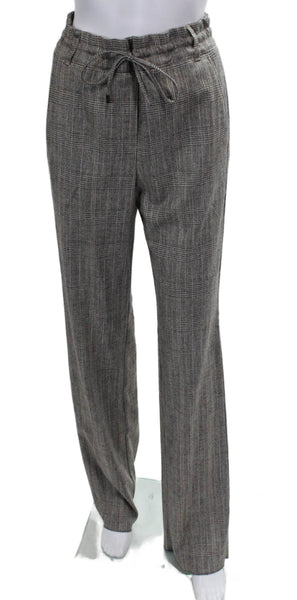 Marella Womens Dress Pants Gray Plaid Viscose Drawstring Size 4