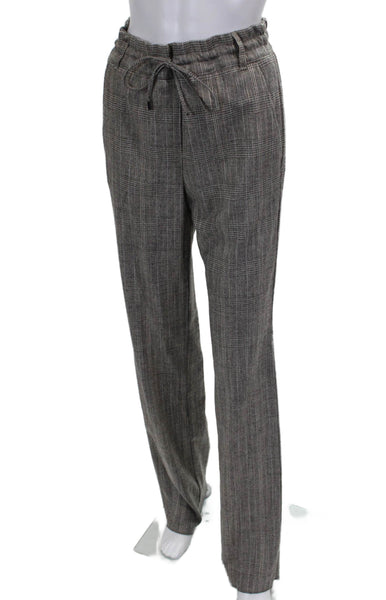 Marella Womens Dress Pants Gray Plaid Viscose Drawstring Size 4