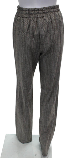 Marella Womens Dress Pants Gray Plaid Viscose Drawstring Size 4