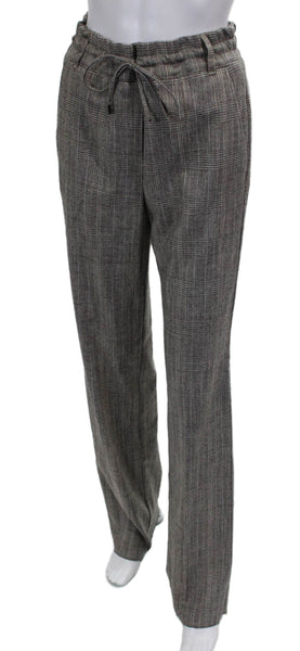 Marella Womens Dress Pants Gray Plaid Viscose Drawstring Inseam 36 Size 12