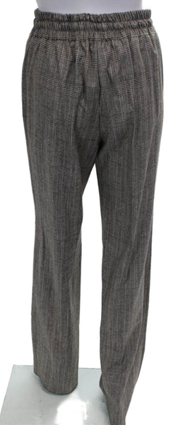 Marella Womens Dress Pants Gray Plaid Viscose Drawstring Inseam 36 Size 12