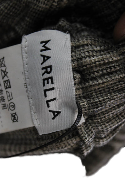 Marella Womens Dress Pants Gray Plaid Viscose Drawstring Inseam 36 Size 12