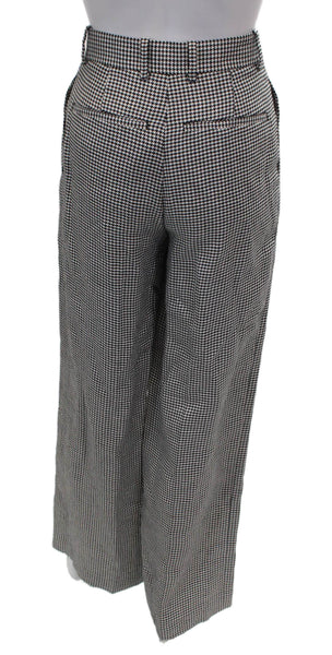 Theory Women Dress Pants Black Check Viscose Button Size 8
