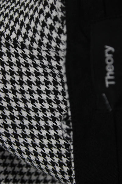 Theory Women Dress Pants Black Check Viscose Button Size 8