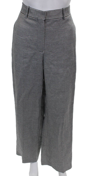 Theory Womens Dress Pants Black Linen Check Inseam 32 Size 4