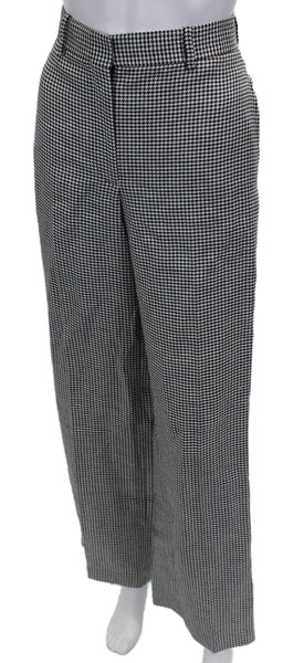 Theory Womens Dress Pants Black Linen Check Inseam 32 Size 4
