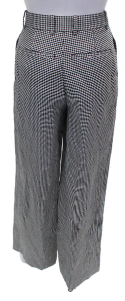 Theory Womens Dress Pants Black Linen Check Inseam 32 Size 4