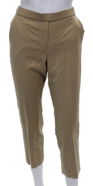 Theory Womens Cropped Pants Beige Virgin Wool Pull On Size 00