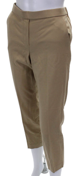 Theory Womens Cropped Pants Beige Virgin Wool Pull On Size 00