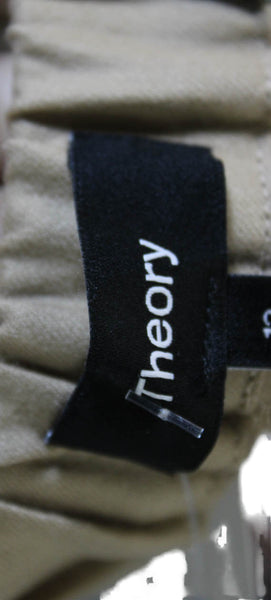 Theory Womens Cropped Pants Beige Virgin Wool Pull On Size 00