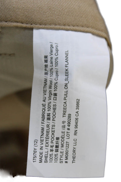 Theory Womens Cropped Pants Beige Virgin Wool Pull On Size 00