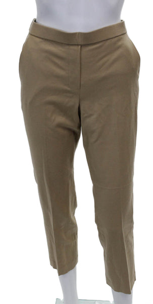 Theory Womens Ankle Pants Beige Wool Zip Size 12