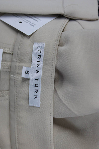 Trina Turk Womens Dress Pants Beige Triacetate Zip Inseam 34 Size 6