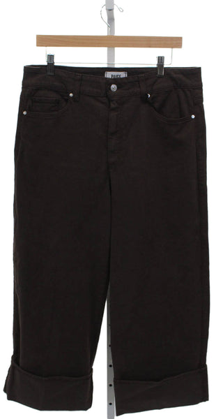 Paige Women Ankle Jeans Brown High Rise Cotton Blend Size 32