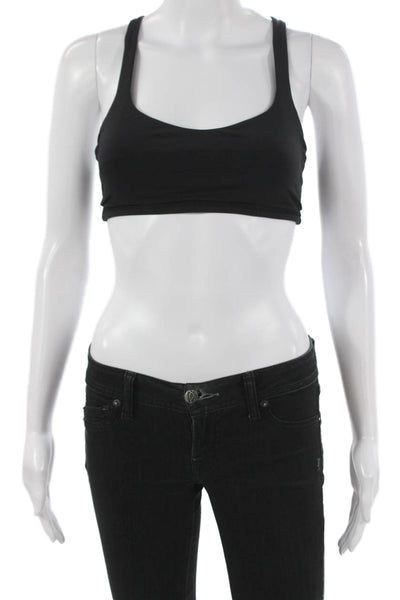 Lululemon Womens Stretch Knit Strappy Back Scoop Neck Sports Bra Black Size 6