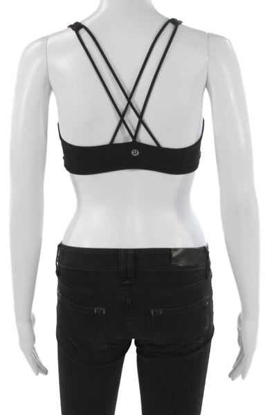 Lululemon Womens Stretch Knit Strappy Back Scoop Neck Sports Bra Black Size 6