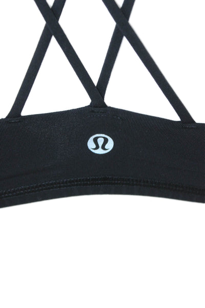 Lululemon Womens Stretch Knit Strappy Back Scoop Neck Sports Bra Black Size 6