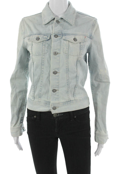 AG Adriano Goldschmied Womens Basic Jacket Blue Button Long Sleeve Size S