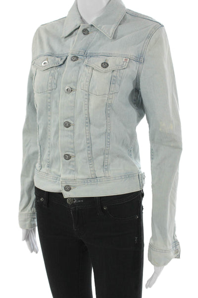 AG Adriano Goldschmied Womens Basic Jacket Blue Button Long Sleeve Size S