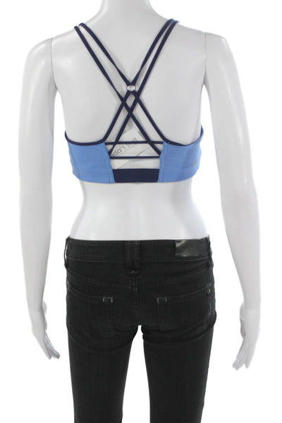 All Access Womens Scoop Neck Strappy Back Stretch Sports Bra Blue Size Small