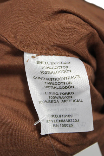 Isalis Women Varsity Jacket Brown Cotton Long Sleeve Button Size M