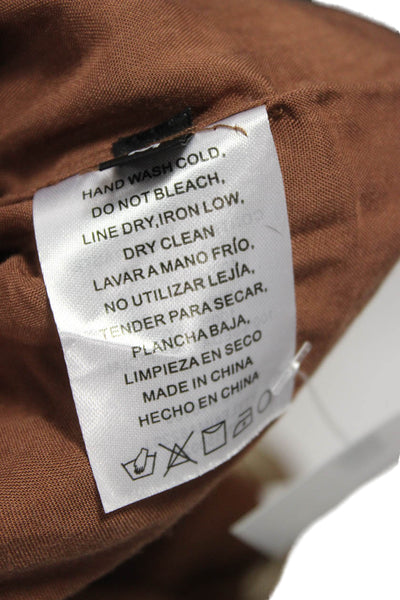 Isalis Women Varsity Jacket Brown Cotton Long Sleeve Button Size M