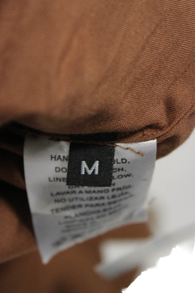Isalis Women Varsity Jacket Brown Cotton Long Sleeve Button Size M