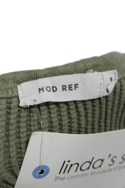 Mod Ref Women Green Cotton Cropped Tank Sleeveless Round Neck Size S