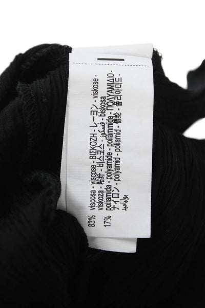 Zara Women Maxi Skirt Black Viscose Drawstring Long Size S