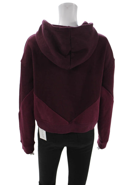 Adidas Womens Purple Cotton Colorblock Pullover Hoodie Long Sleeve Size S