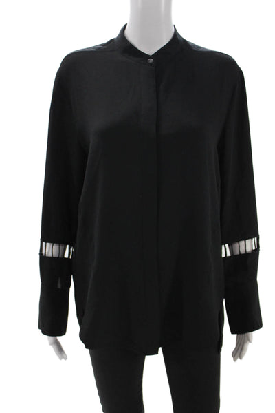 3.1 Phillip Lim Womens Tunic Black Silk Collared Long Sleeve Size 6